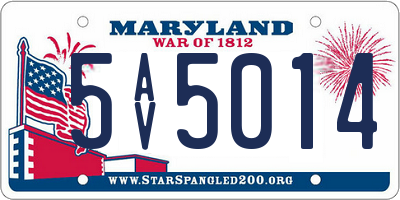 MD license plate 5AV5014