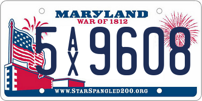 MD license plate 5AX9608