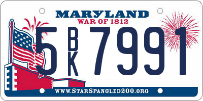 MD license plate 5BK7991