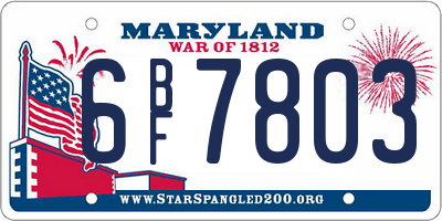MD license plate 6BF7803