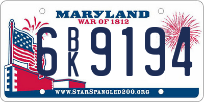 MD license plate 6BK9194