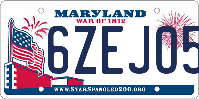 MD license plate 6ZEJ051