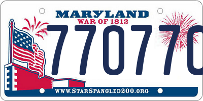 MD license plate 77077CD