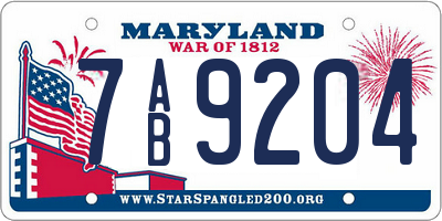 MD license plate 7AB9204