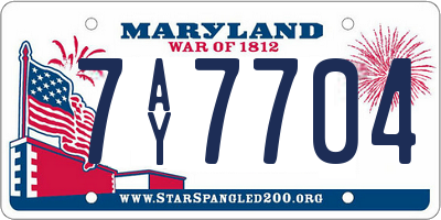 MD license plate 7AY7704