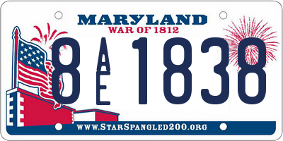 MD license plate 8AE1838