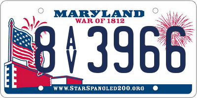 MD license plate 8AV3966