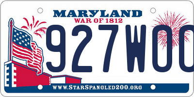 MD license plate 927WOOO