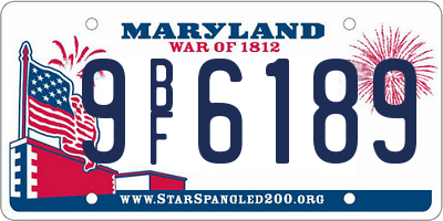 MD license plate 9BF6189