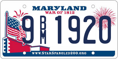 MD license plate 9BM1920