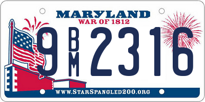 MD license plate 9BM2316
