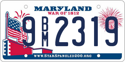 MD license plate 9BM2319