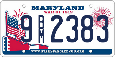 MD license plate 9BM2383