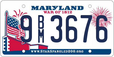MD license plate 9BM3676