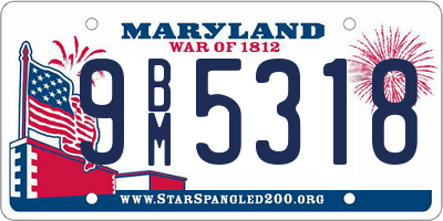 MD license plate 9BM5318