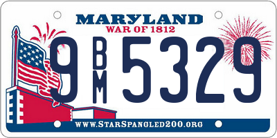 MD license plate 9BM5329
