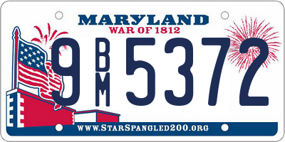 MD license plate 9BM5372