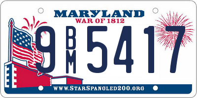 MD license plate 9BM5417