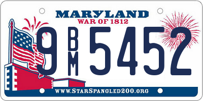 MD license plate 9BM5452
