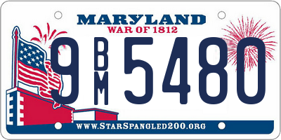 MD license plate 9BM5480