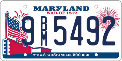 MD license plate 9BM5492