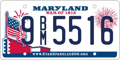 MD license plate 9BM5516