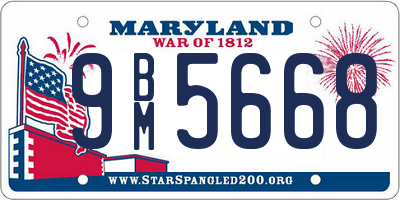 MD license plate 9BM5668