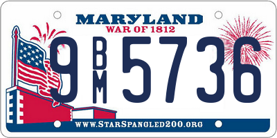 MD license plate 9BM5736