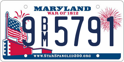 MD license plate 9BM5791