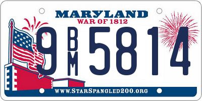 MD license plate 9BM5814