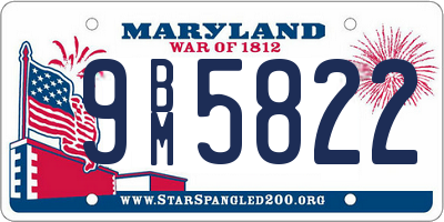 MD license plate 9BM5822