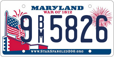 MD license plate 9BM5826