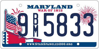 MD license plate 9BM5833