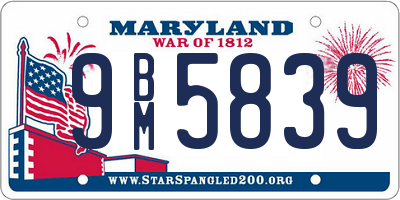 MD license plate 9BM5839