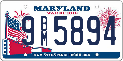 MD license plate 9BM5894