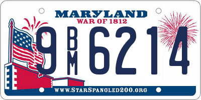 MD license plate 9BM6214