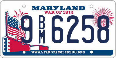 MD license plate 9BM6258