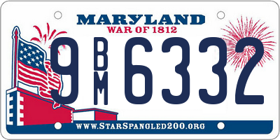 MD license plate 9BM6332