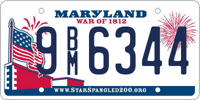 MD license plate 9BM6344