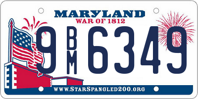 MD license plate 9BM6349