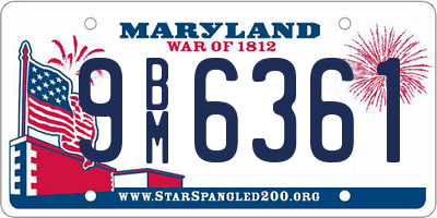 MD license plate 9BM6361