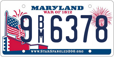 MD license plate 9BM6378