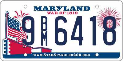 MD license plate 9BM6418