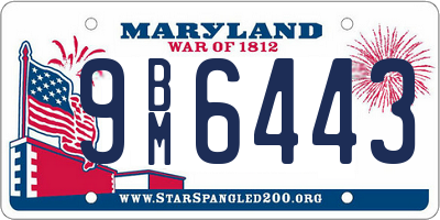 MD license plate 9BM6443