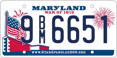 MD license plate 9BM6651