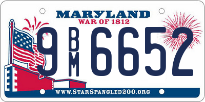 MD license plate 9BM6652