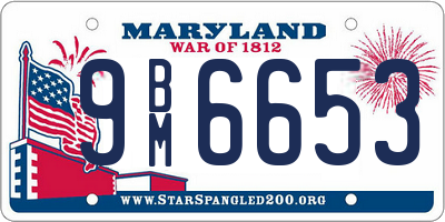 MD license plate 9BM6653