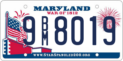 MD license plate 9BM8019