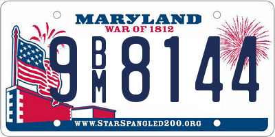 MD license plate 9BM8144