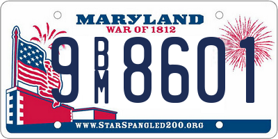 MD license plate 9BM8601